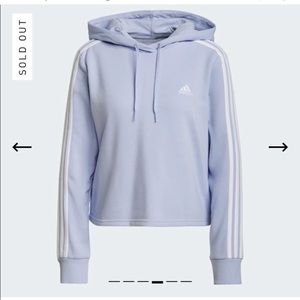 NWT *sold out* adidas women’s three stripe crop hoodie in violet tone Size L
